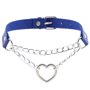 Gothic heart chain choker collar