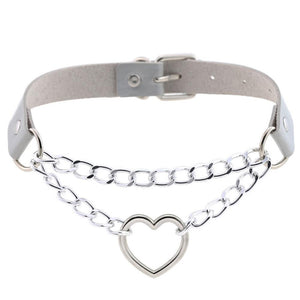 Gothic heart chain choker collar