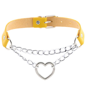 Gothic heart chain choker collar