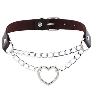 Gothic heart chain choker collar