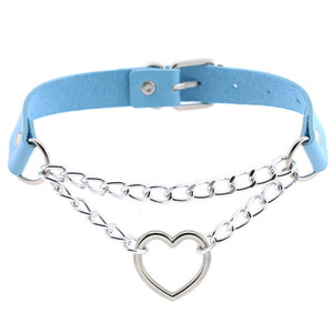 Gothic heart chain choker collar