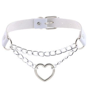 Gothic heart chain choker collar