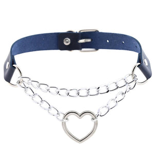 Gothic heart chain choker collar