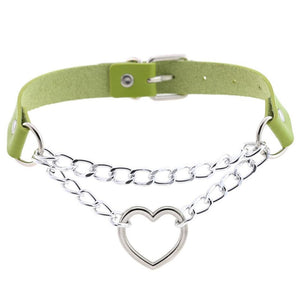 Gothic heart chain choker collar