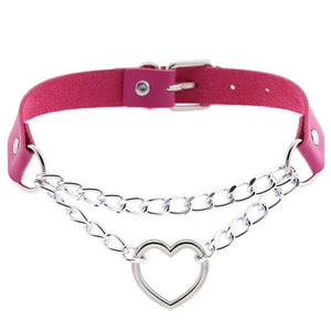 Gothic heart chain choker collar