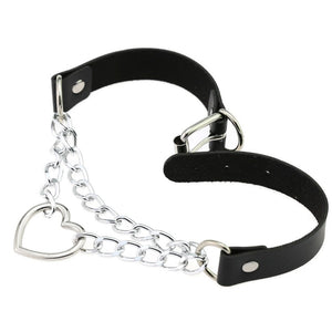 Gothic heart chain choker collar harajuku punk choker women girls black leather buckle chocker emo kawaii jewelry accessories