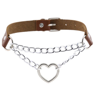 Gothic heart chain choker collar