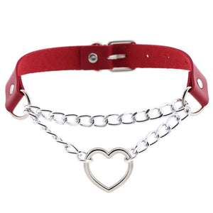 Gothic heart chain choker collar