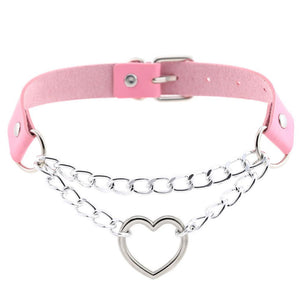 Gothic heart chain choker collar