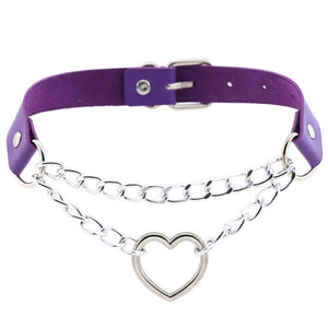 Gothic heart chain choker collar