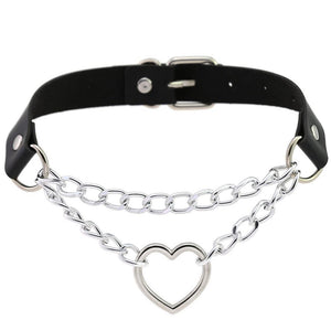 Gothic heart chain choker collar