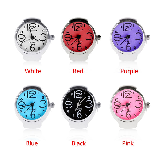 2019 Hot Sale Steel Round Elastic Quartz Finger Ring with watch Female Ring Students Fashion Classic Flip Finger