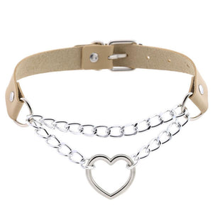 Gothic heart chain choker collar